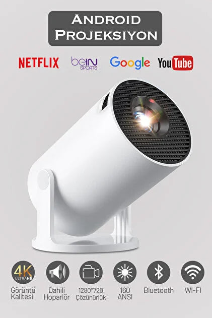 HY300 Pro Taşınabilir Projeksiyon | 4K Destekli | Android