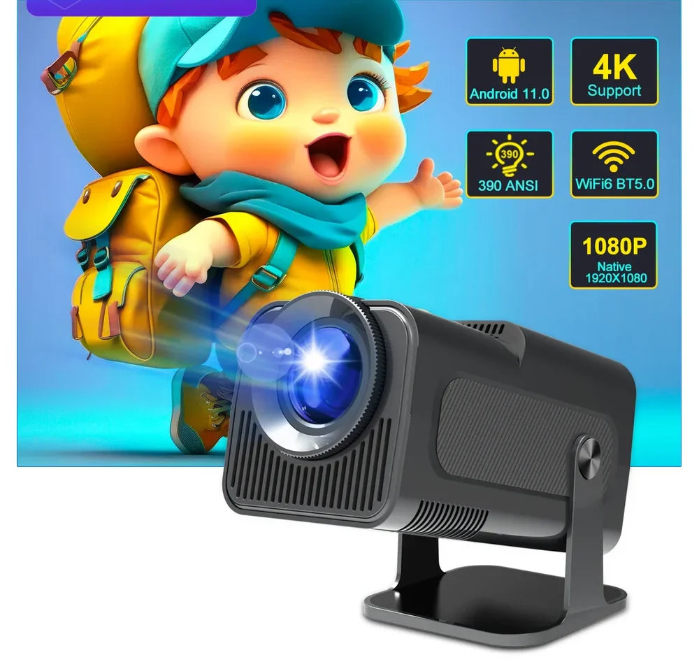 HY320 Akıllı Projeksiyon Cihazı 4K Destekli Android Wi-Fi Bluetooth Taşınabilir Mini Sinema Projektörü